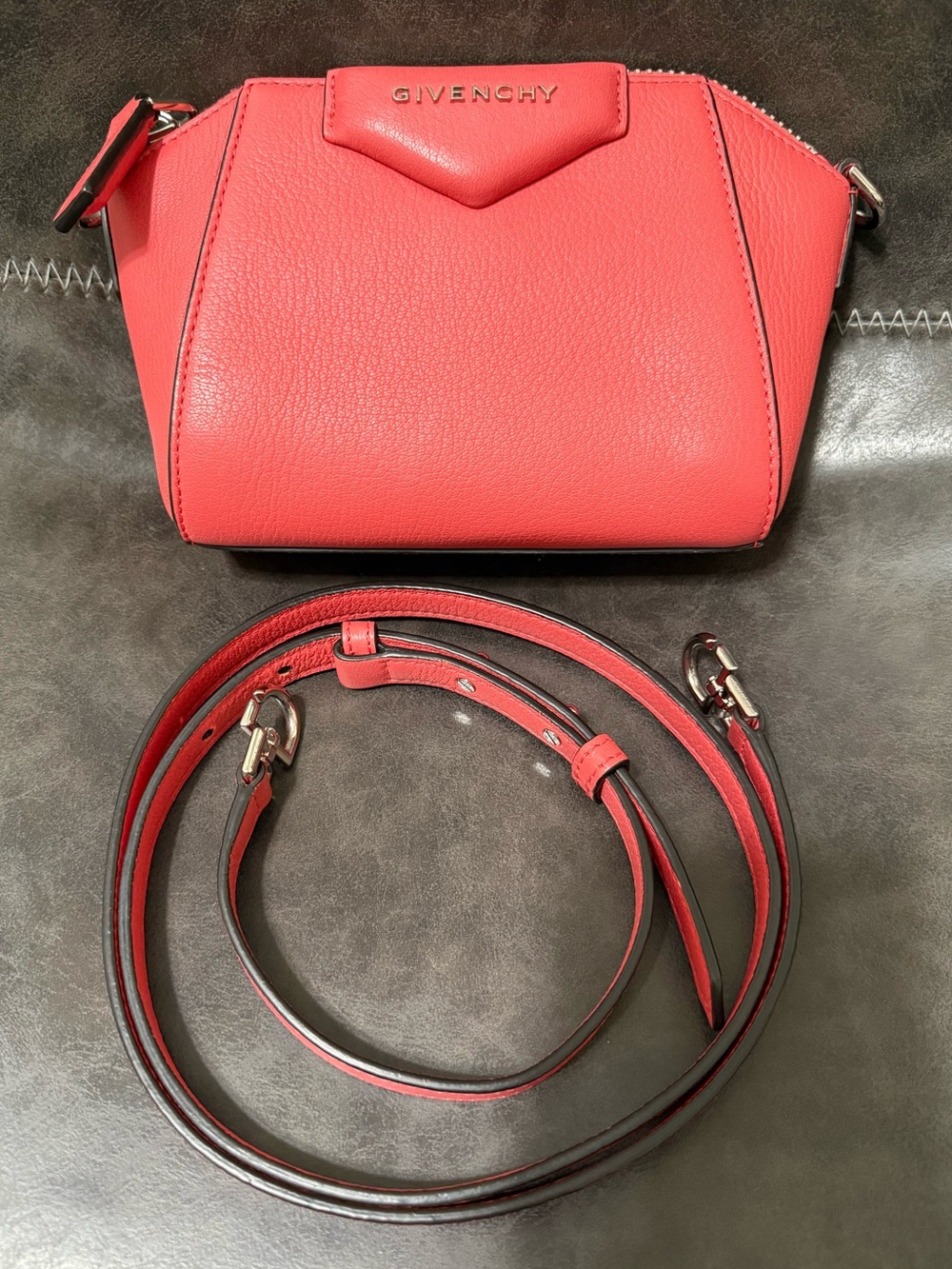 Givenchy Antigona Nano Grained Leather Crossbody Bag Coral